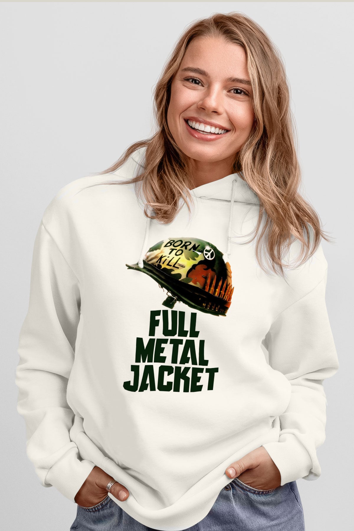 Full Metal Jacket Beyaz Unisex Hoodie