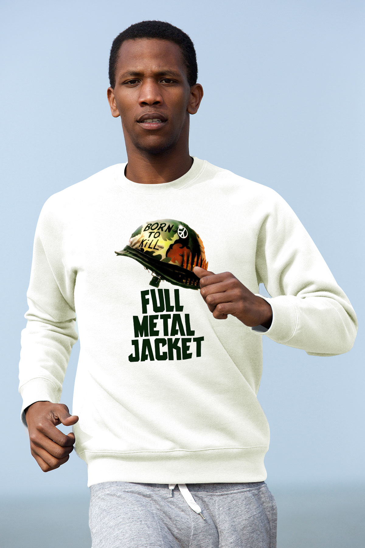 Full Metal Jacket Beyaz Unisex Sweatshirt