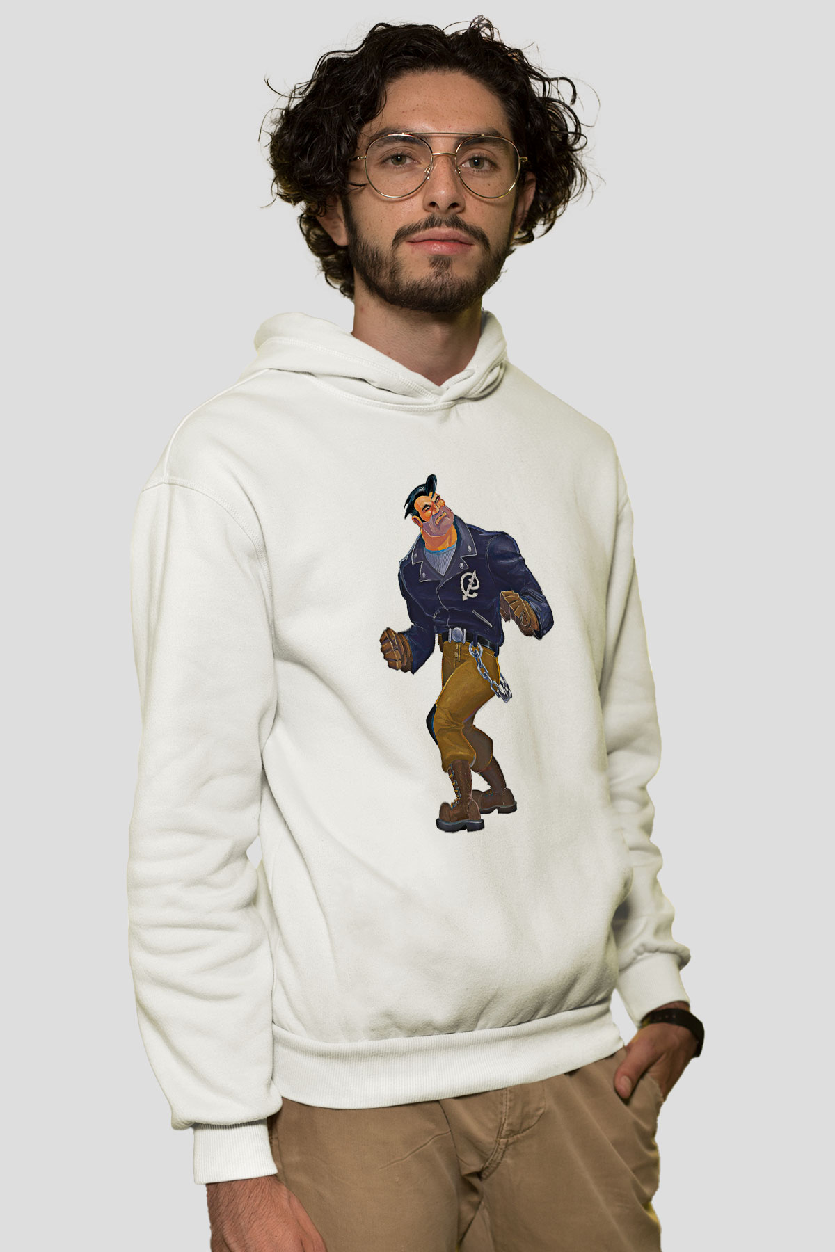 Full Throttle Baskılı Beyaz Unisex Kapüşonlu Sweatshirt