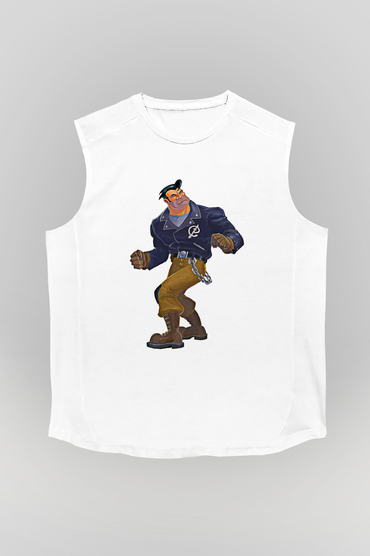 Full Throttle Baskılı Beyaz Unisex Kolsuz Tişört - Tshirt