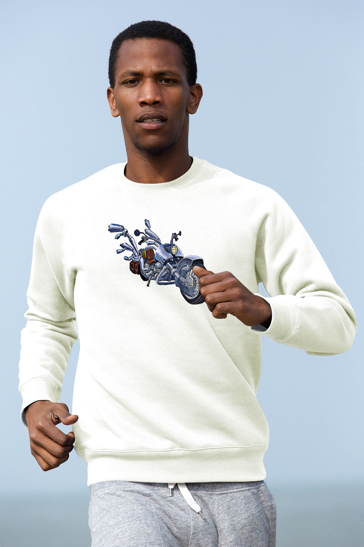 Full Throttle Baskılı Beyaz Unisex Sweatshirt