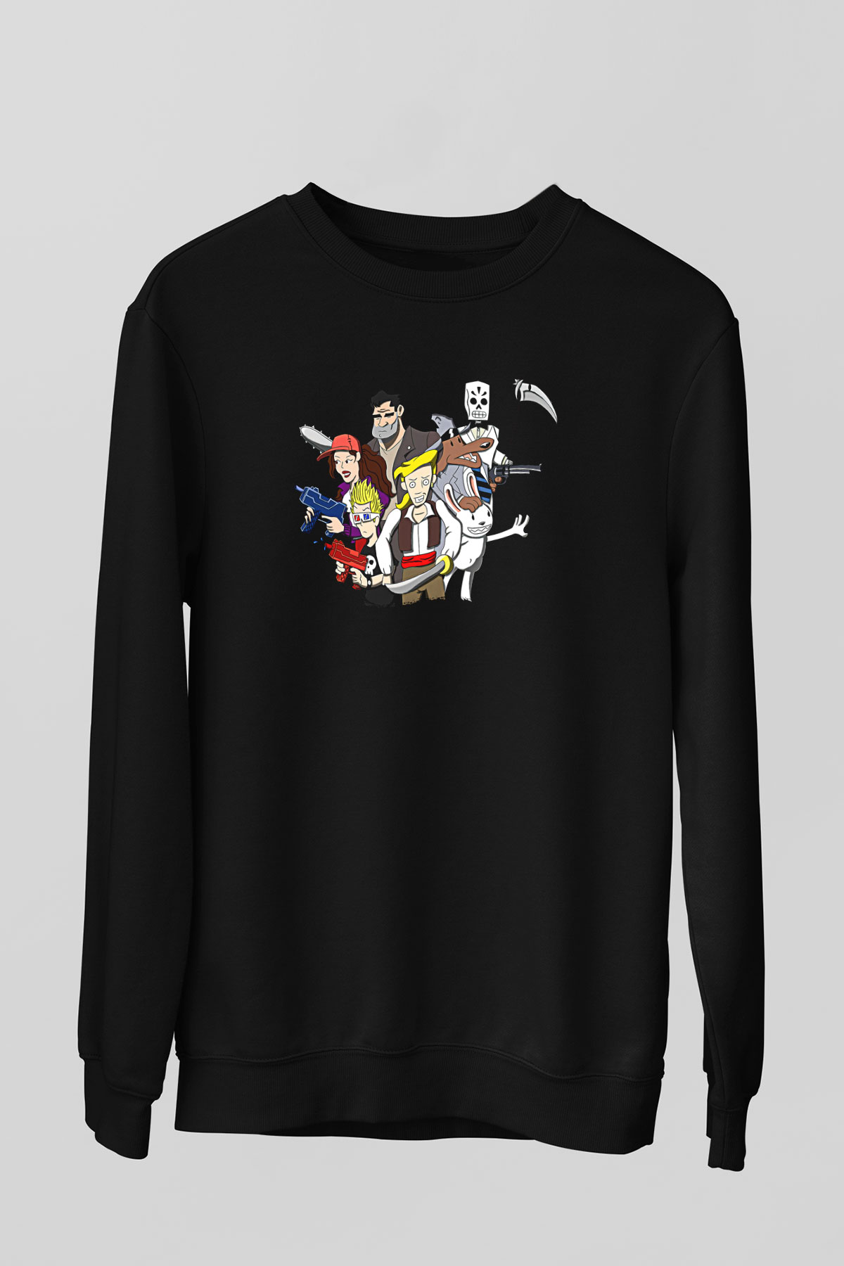 Full Throttle Baskılı Unisex Siyah Sweatshirt