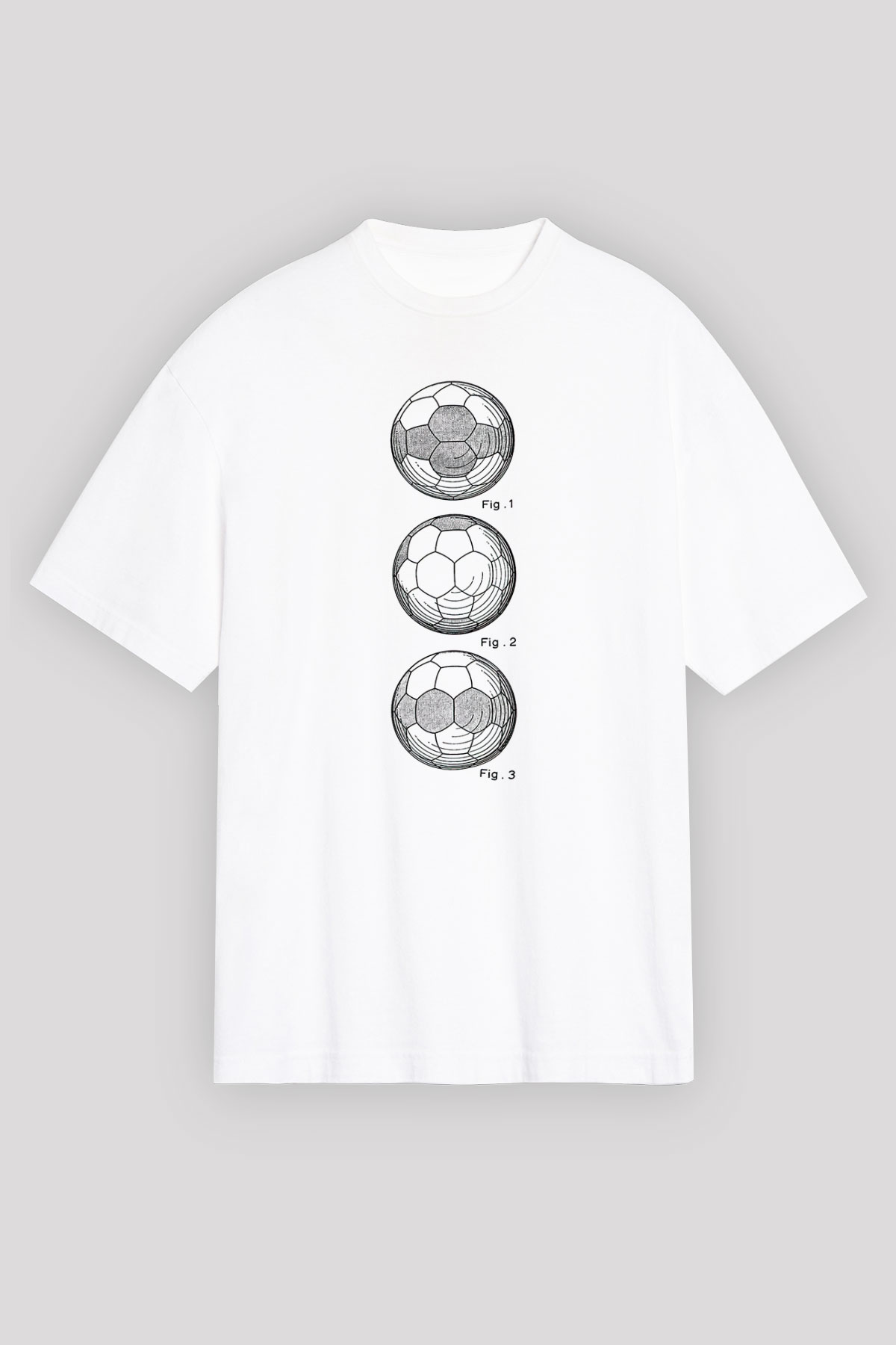 Futbol Baskılı Unisex Beyaz Oversize Tişört - Tshirt