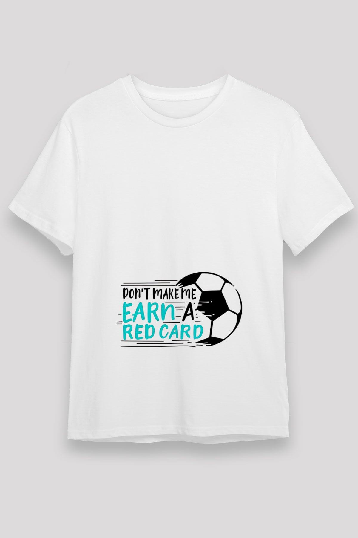 Futbol Baskılı Unisex Beyaz Tişört - Tshirt