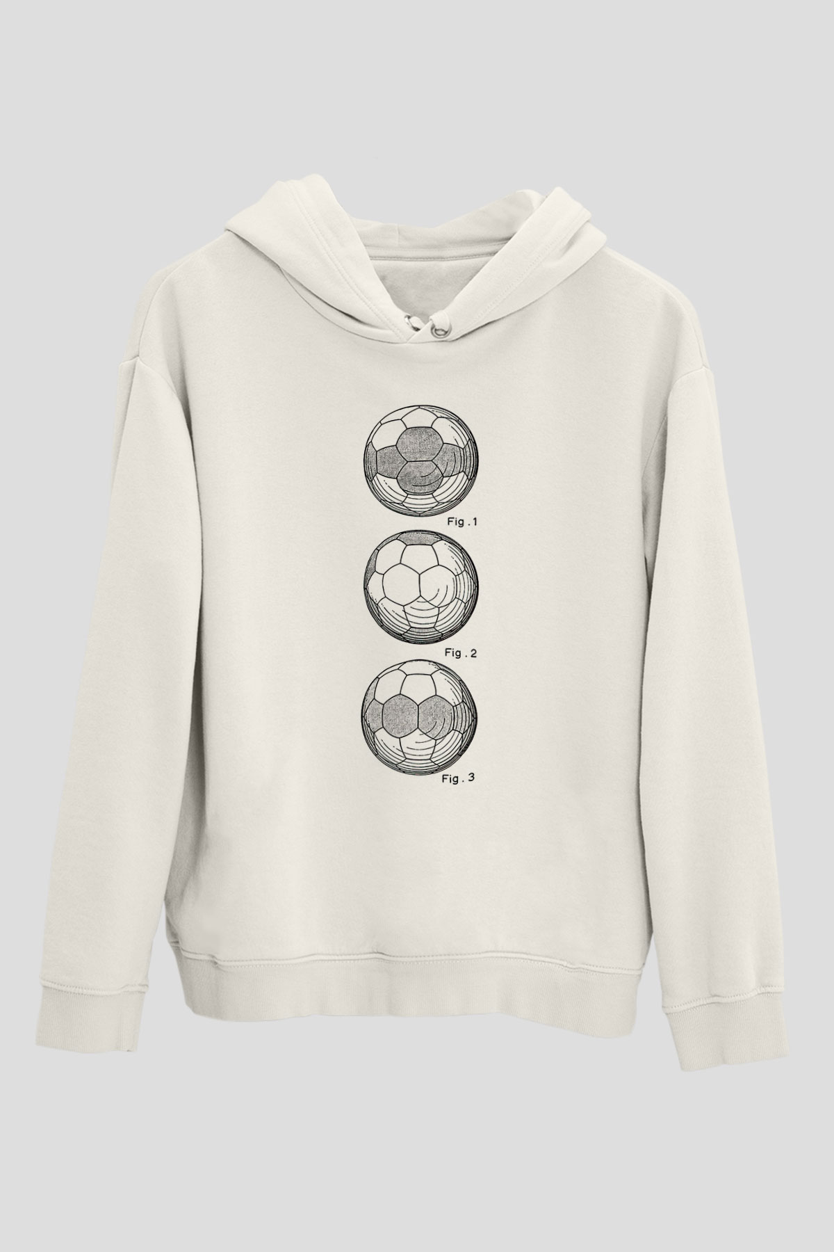 Futbol Baskılı Unisex Ekru Hoodie