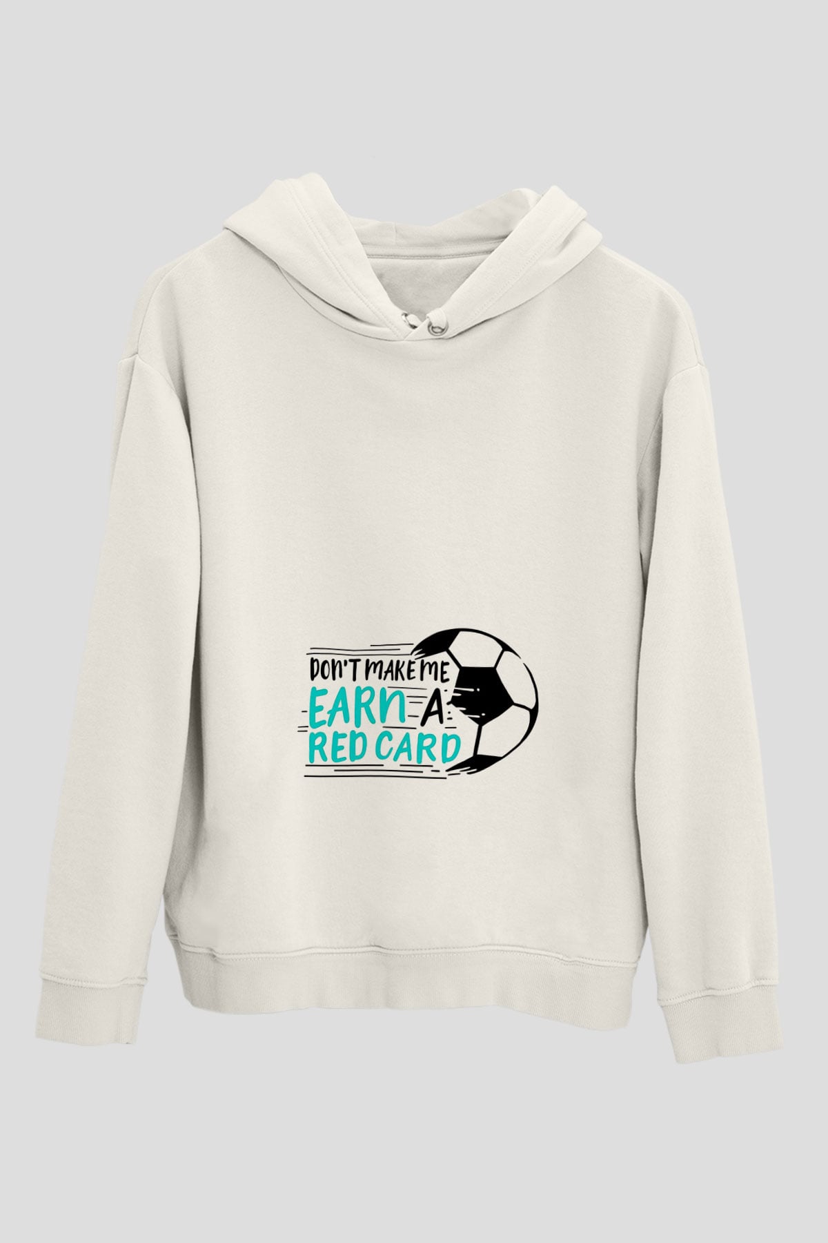 Futbol Baskılı Unisex Ekru Hoodie