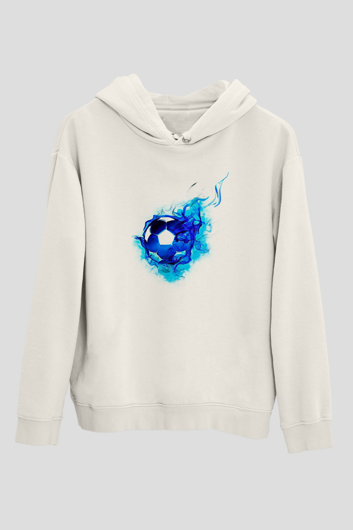 Futbol Baskılı Unisex Ekru Hoodie
