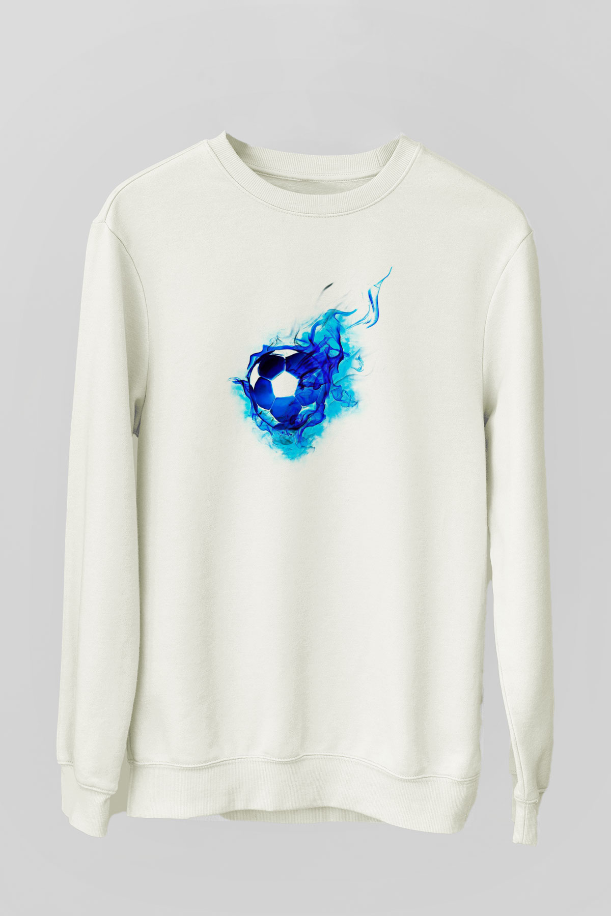 Futbol Baskılı Unisex Ekru Sweatshirt