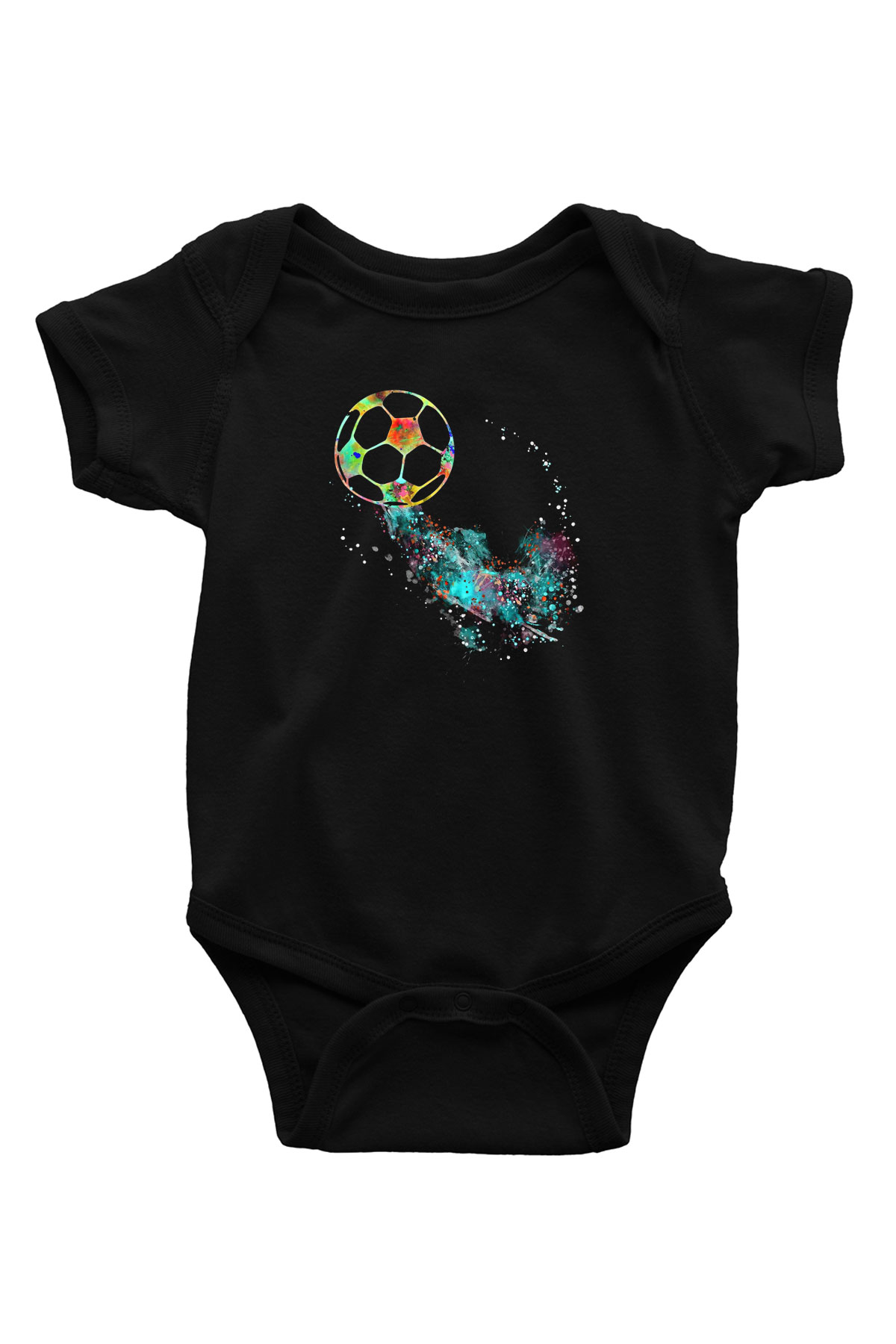 Futbol - Football Baskılı Unisex Siyah Bebek Body - Zıbın