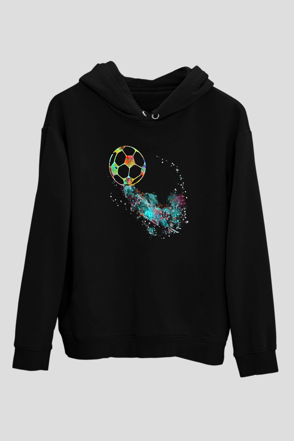 Futbol - Football Baskılı Unisex Siyah Hoodie