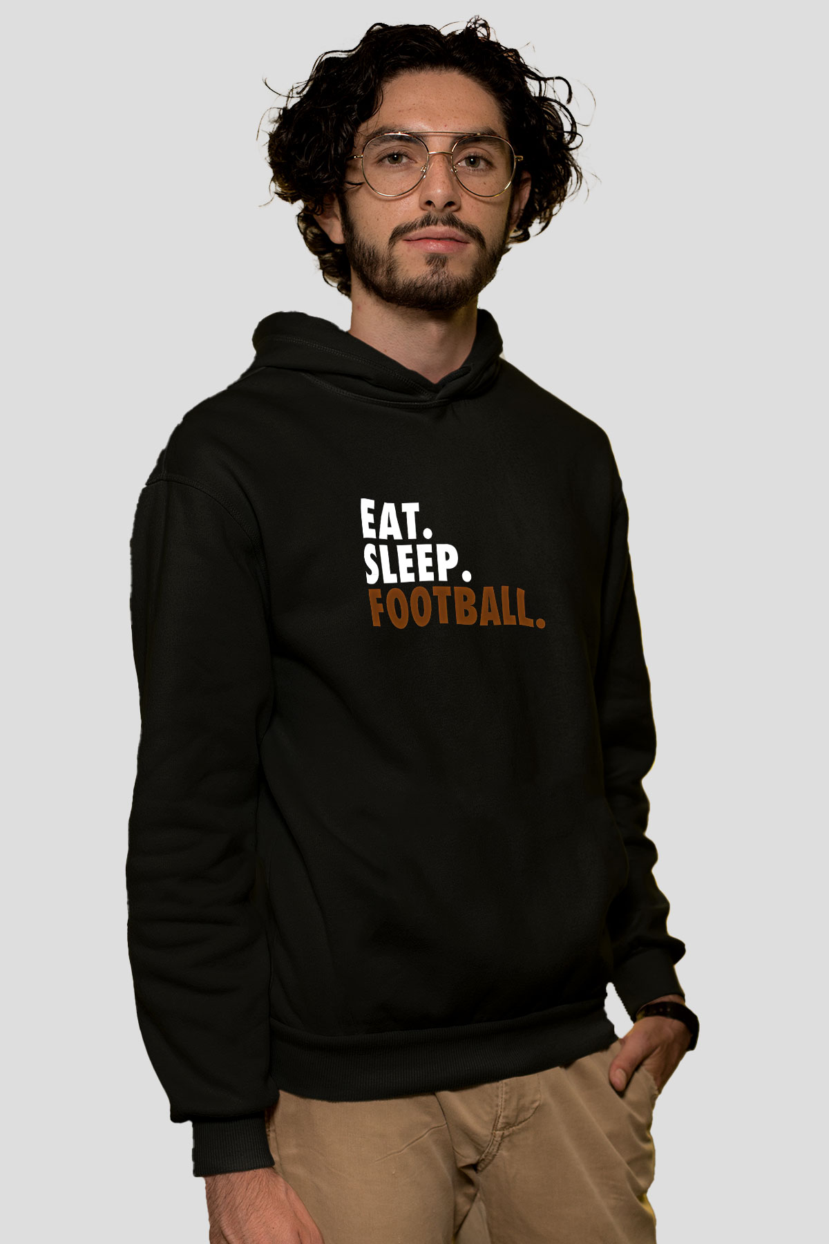 Futbol - Football Baskılı Unisex Siyah Hoodie
