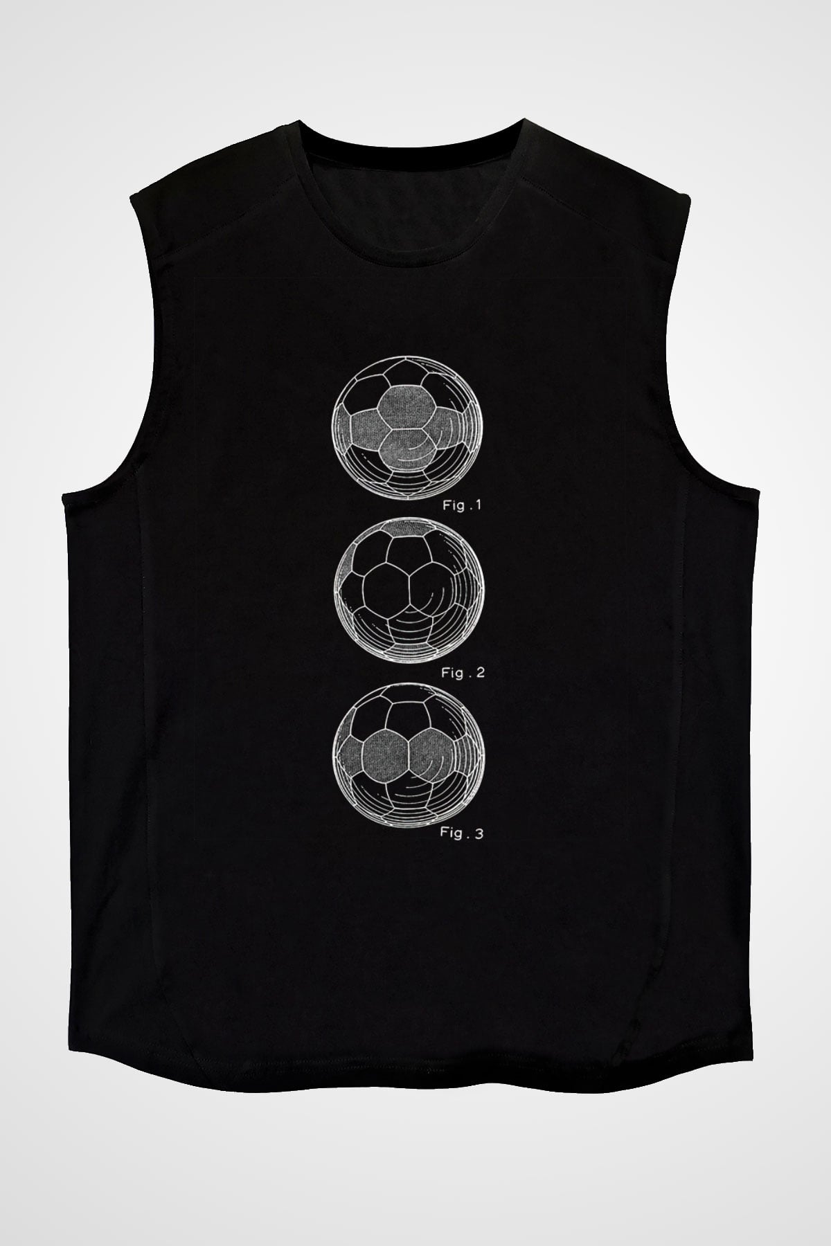 Futbol - Football Baskılı Unisex Siyah Kolsuz Tişört
