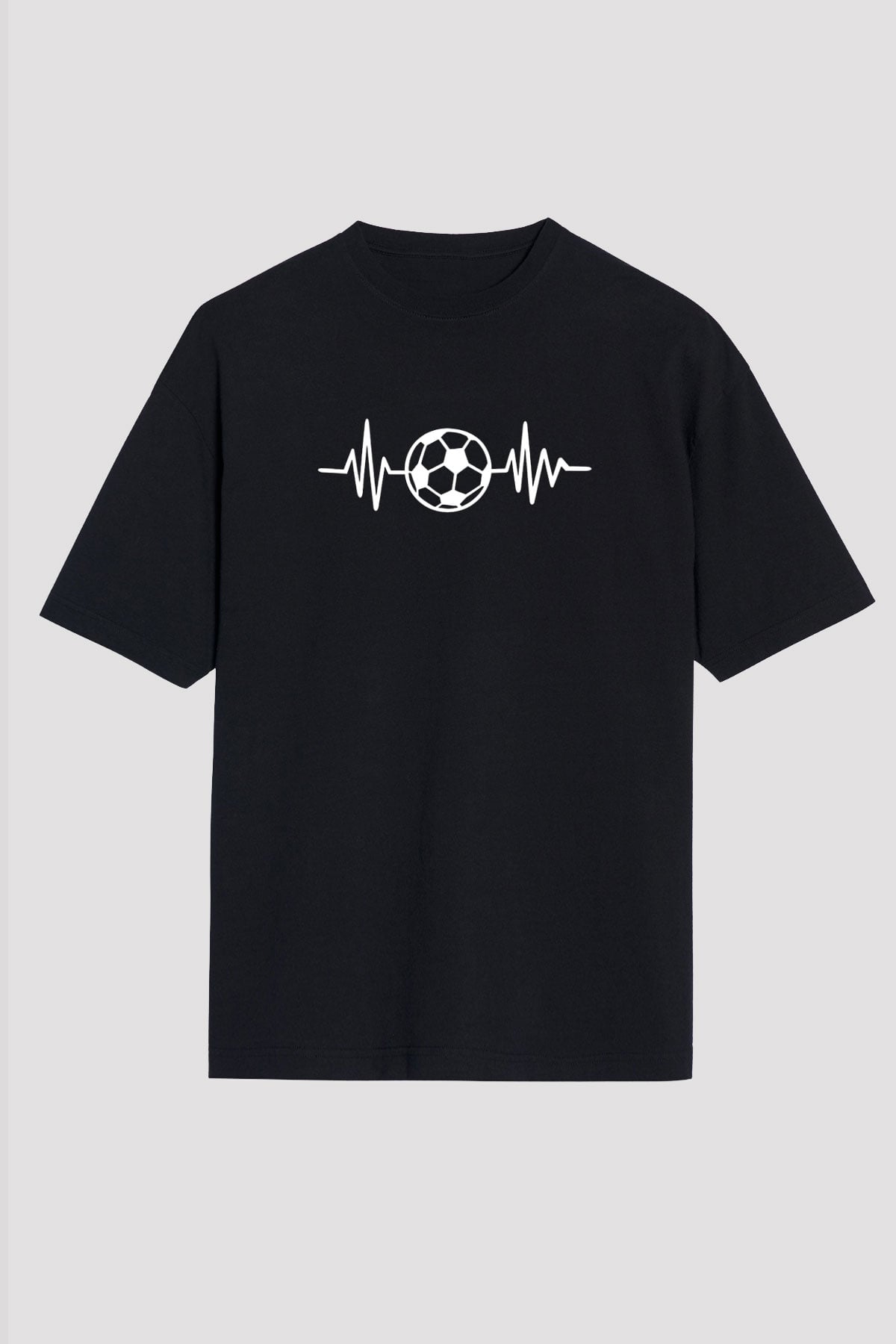 Futbol - Football Baskılı Unisex Siyah Oversize Tişört