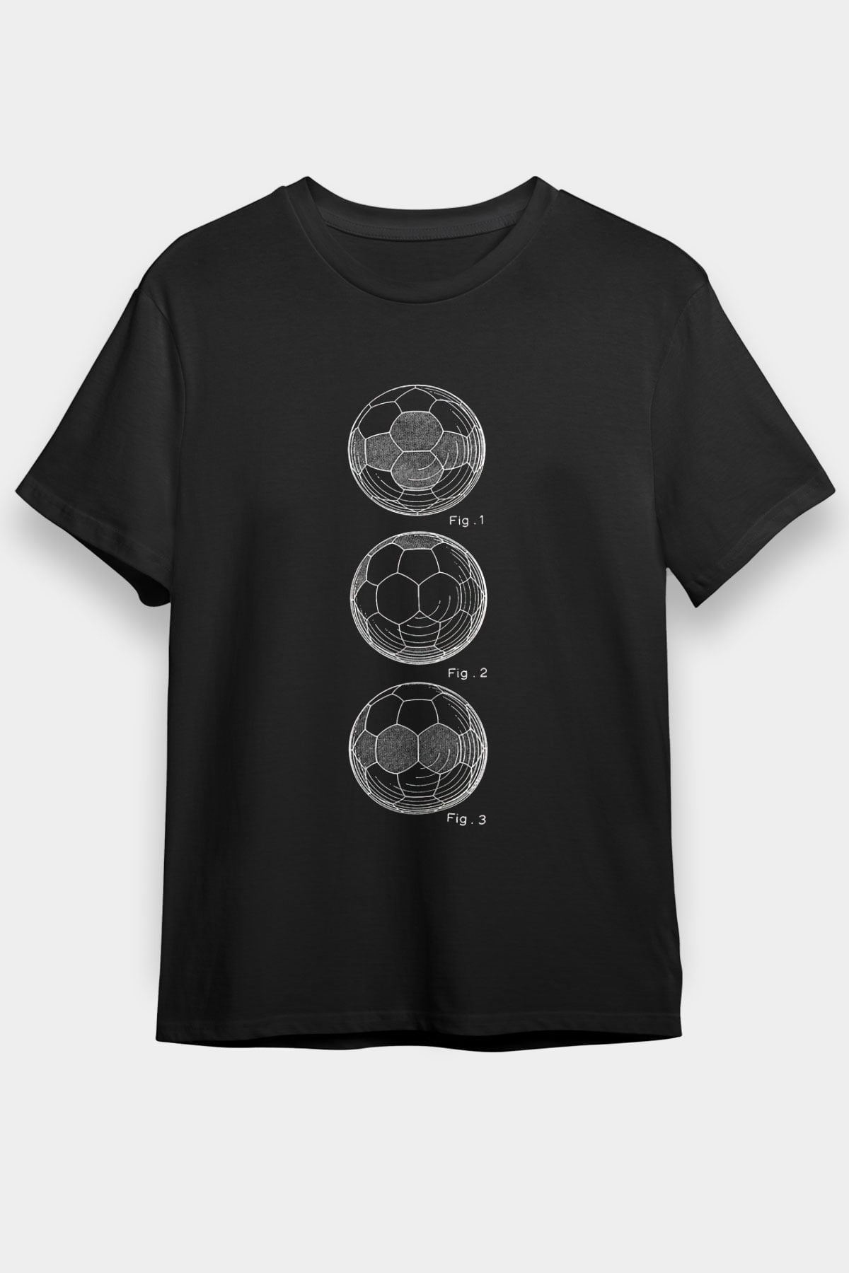 Futbol - Football Baskılı Unisex Siyah Tişört - Tshirt