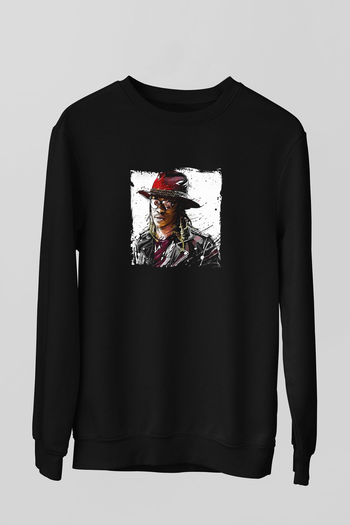 Future Baskılı Unisex Siyah Sweatshirt