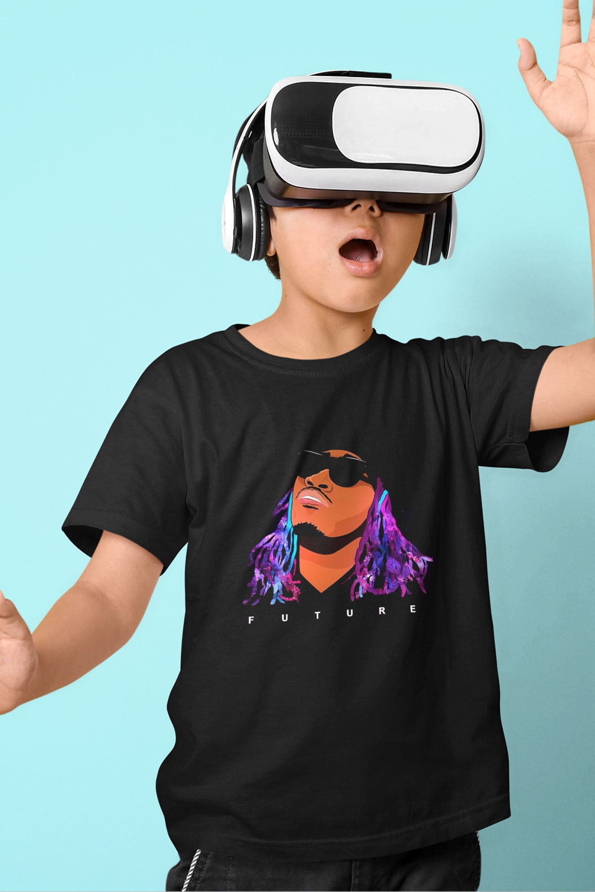 Future Siyah Unisex Çocuk Tişört