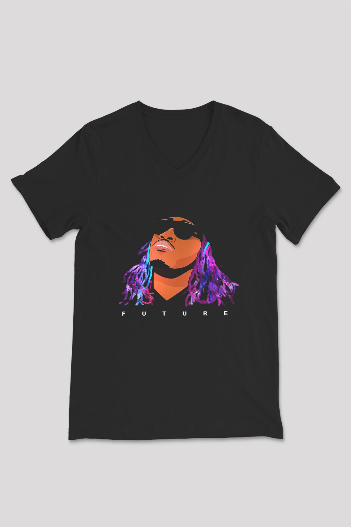 Future Siyah Unisex V Yaka Tişört