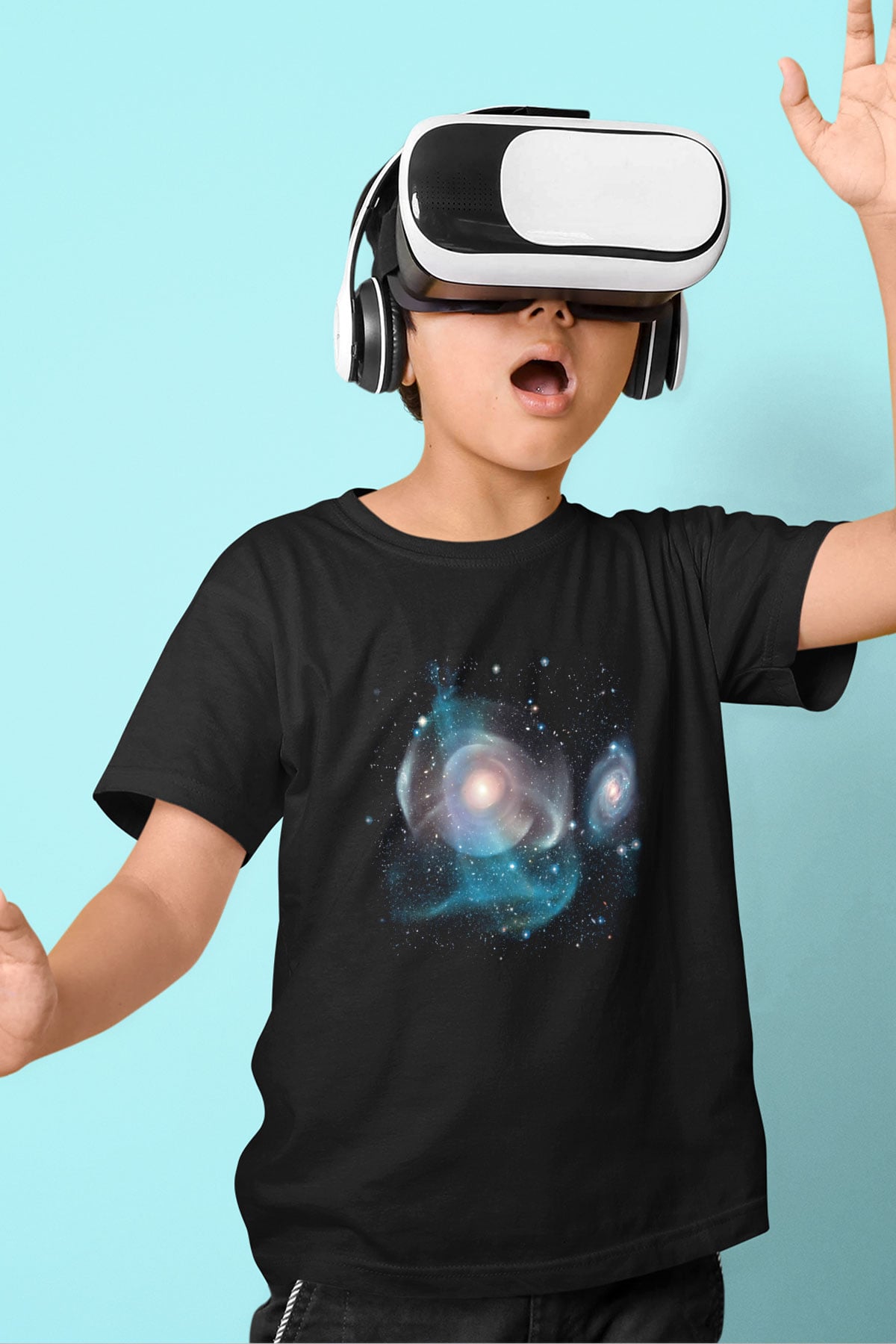 Galaksi Siyah Unisex Çocuk Tişört
