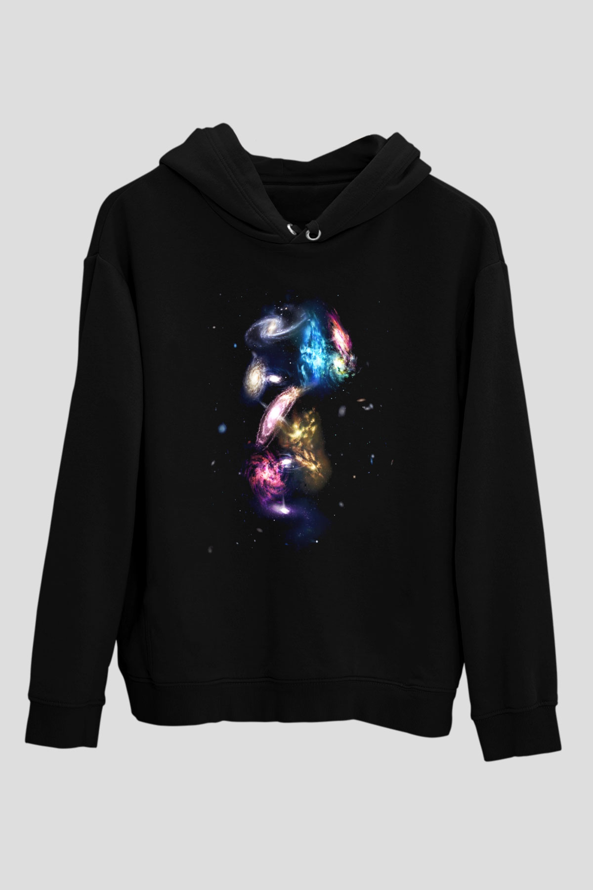 Galaksi Siyah Unisex Kapüşonlu Sweatshirt