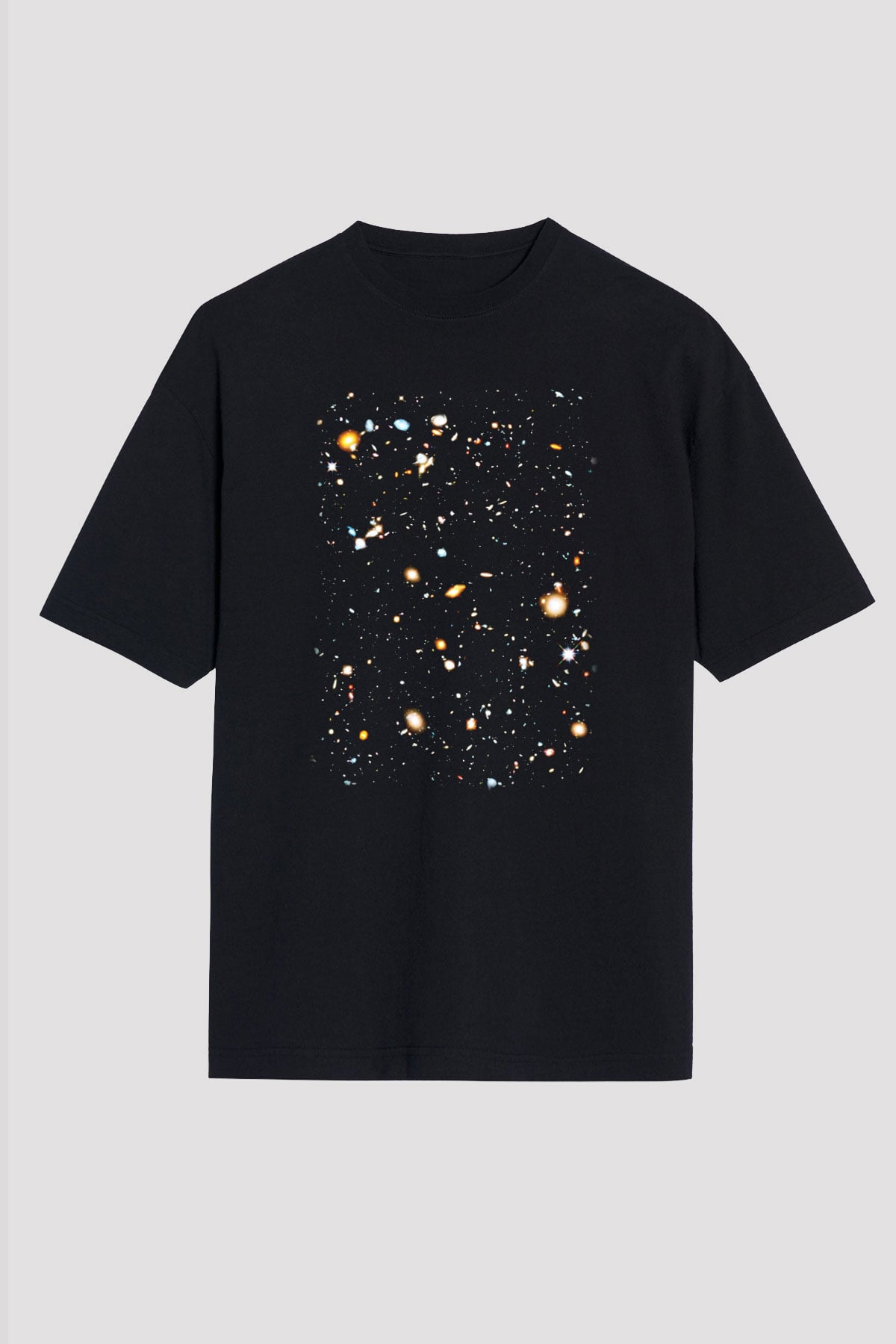Galaksi Siyah Unisex Oversize Tişört T-Shirt