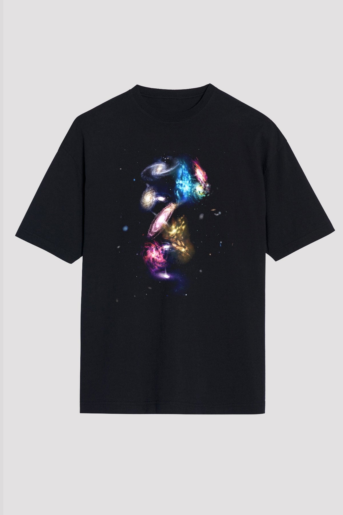 Galaksi Siyah Unisex Oversize Tişört T-Shirt