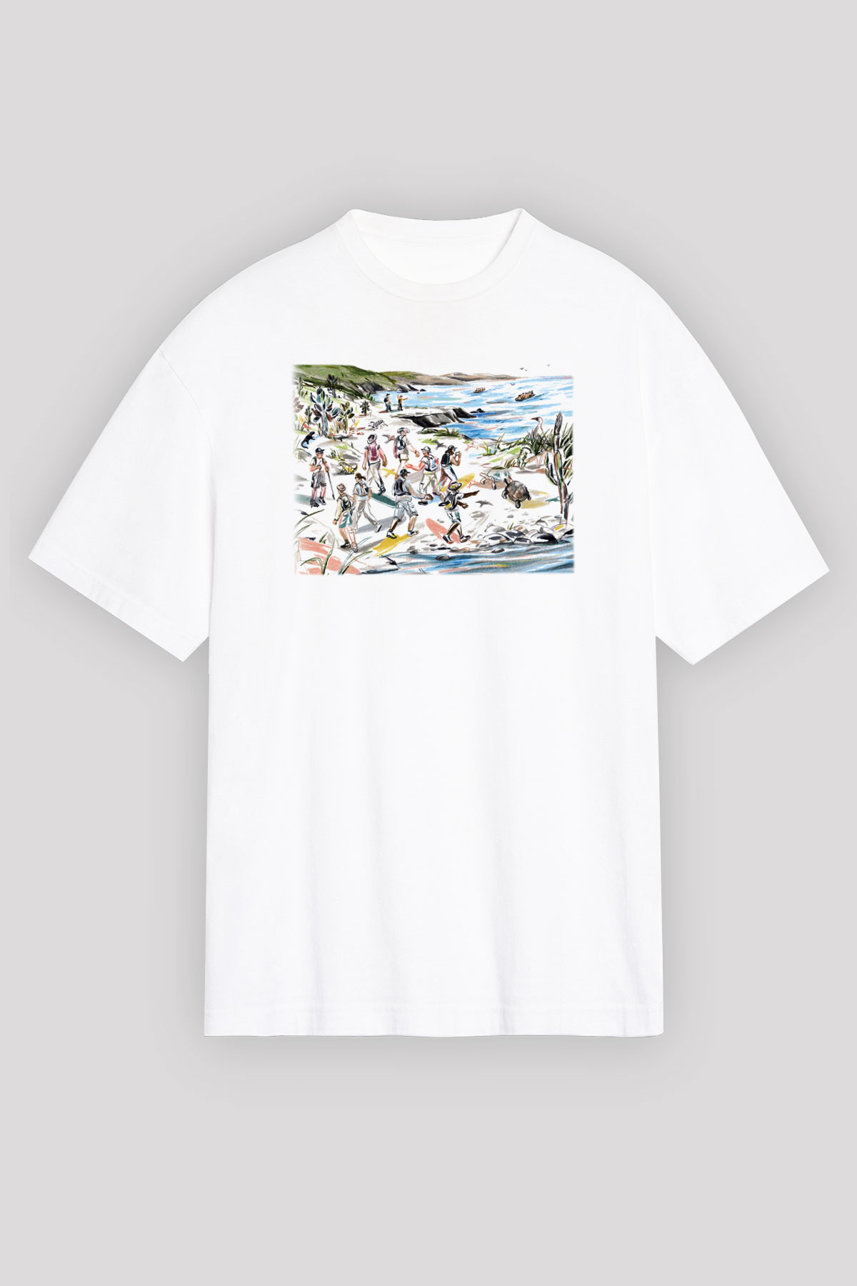 Galapagos Adaları Beyaz Unisex Oversize Tişört T-Shirt