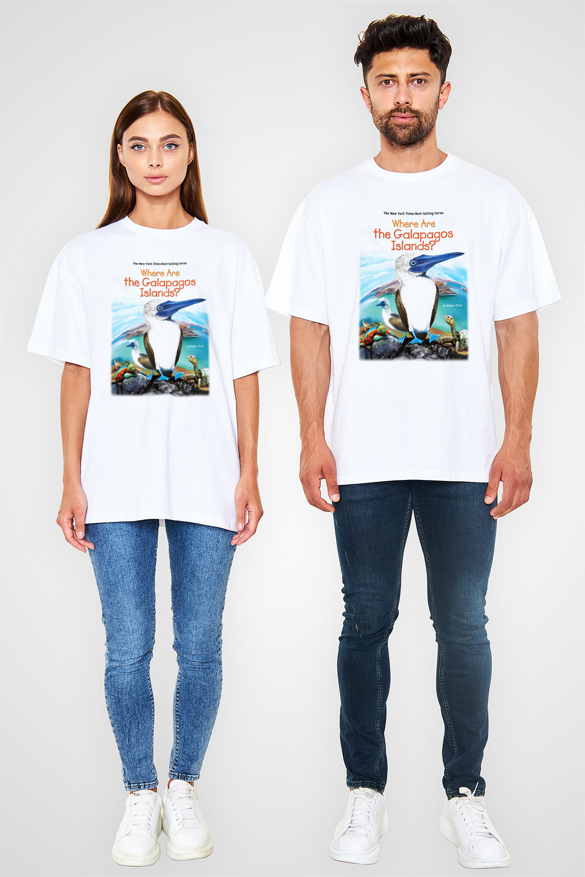 Galapagos Adaları Beyaz Unisex Oversize Tişört T-Shirt