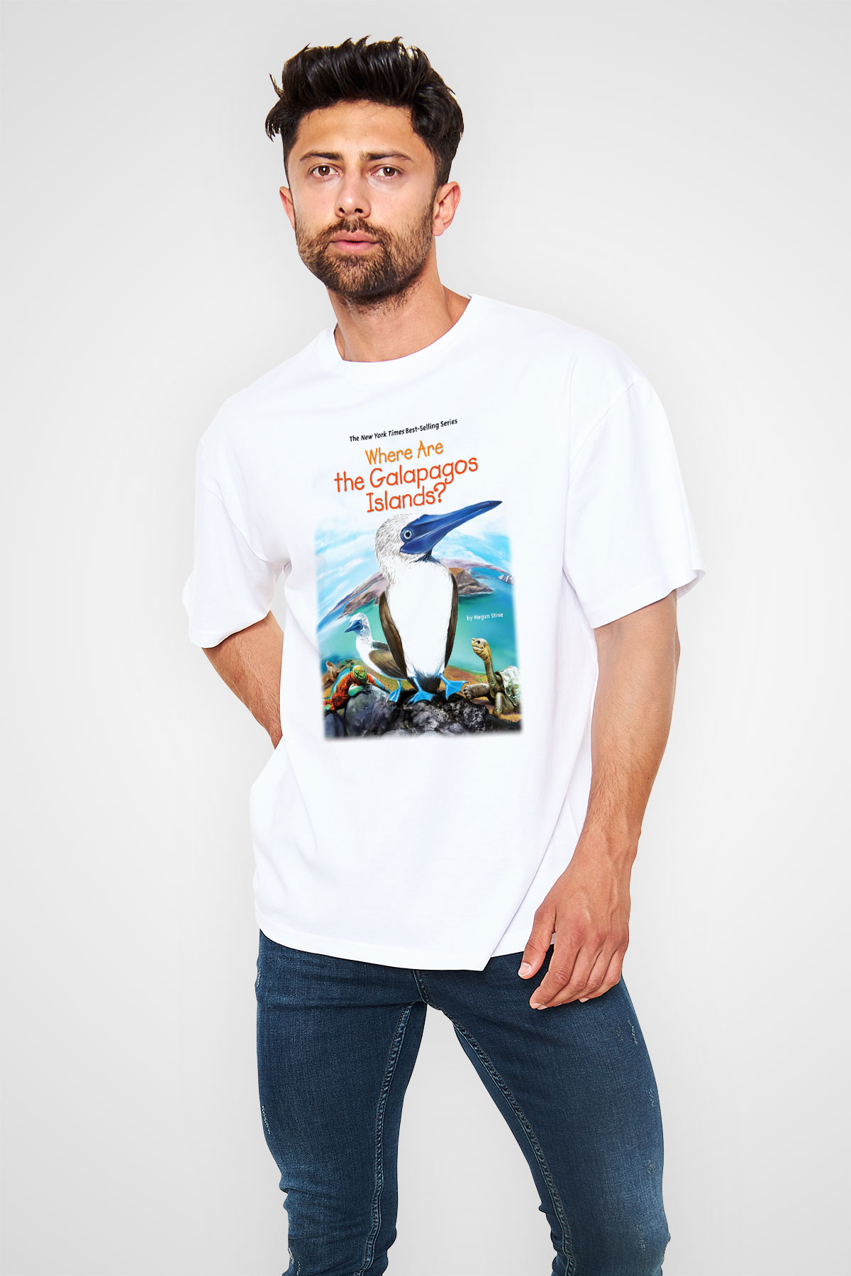 Galapagos Adaları Beyaz Unisex Oversize Tişört T-Shirt