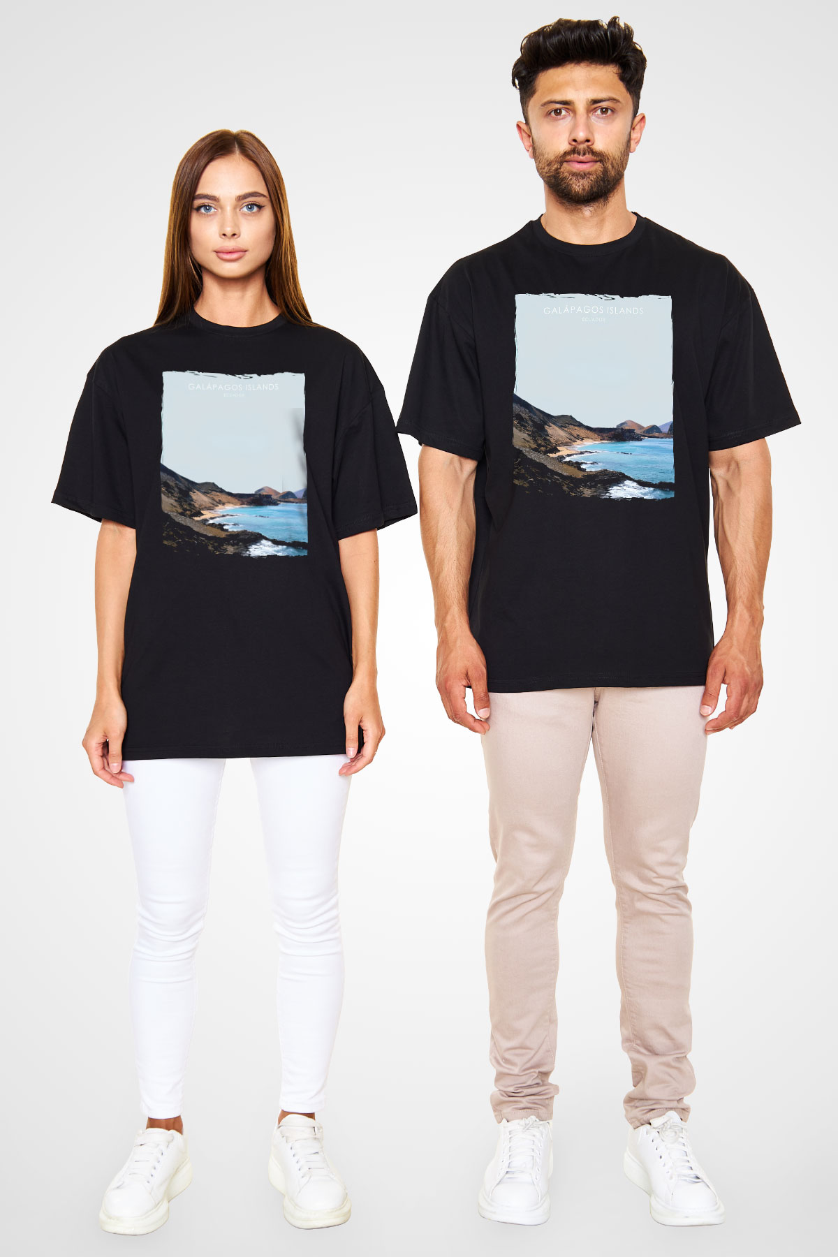 Galapagos Adaları Siyah Oversize Tişört Oversize T-shirt - TişörtFabrikası