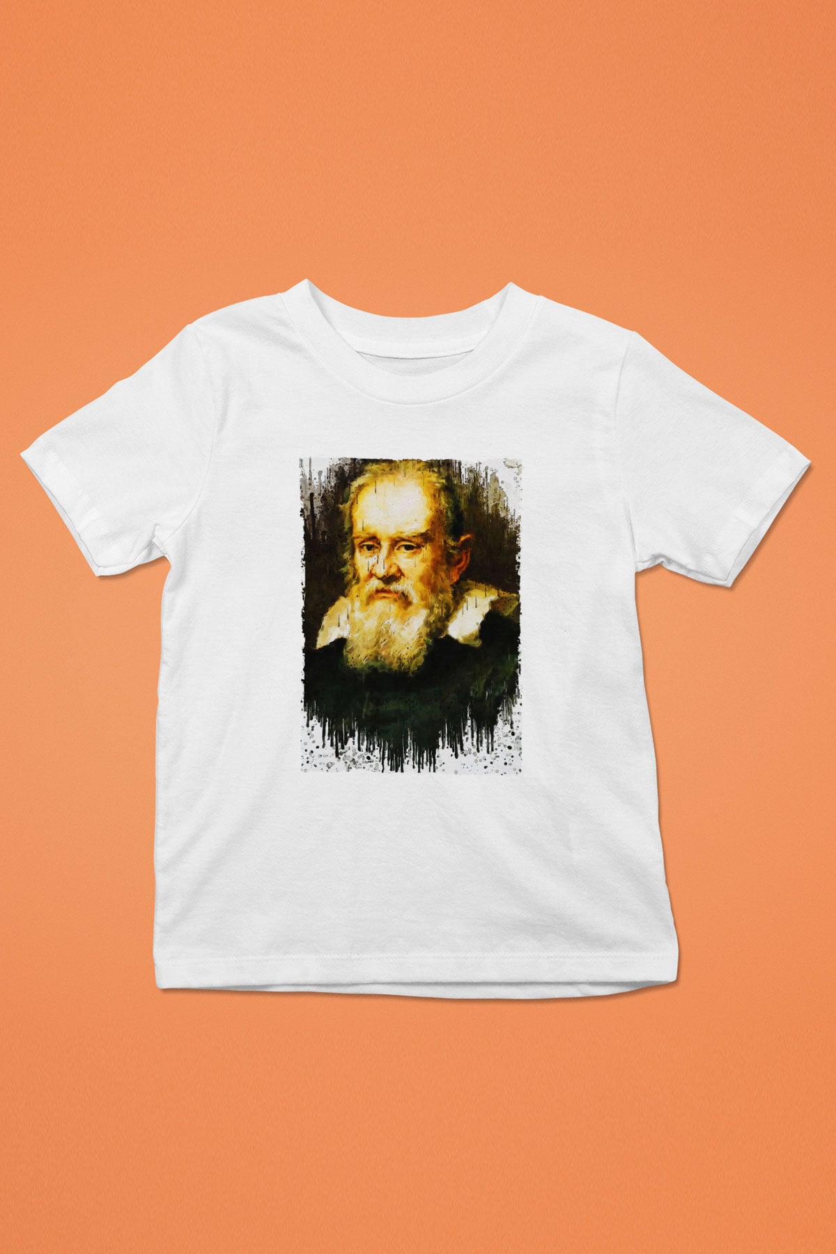 Galileo Galilei Baskılı Unisex Beyaz Çocuk Tişörtü - Tshirt