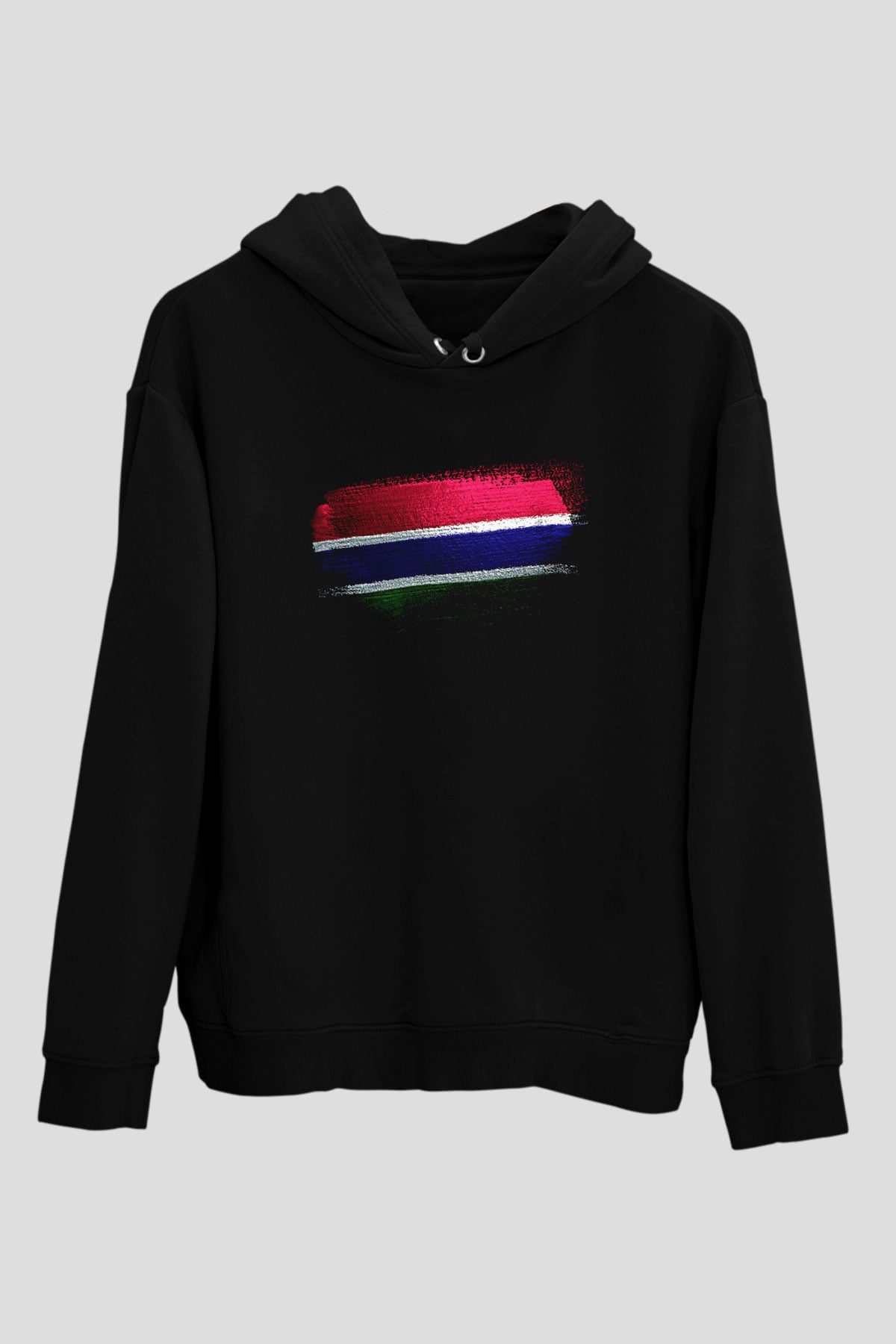 Gambiya - Gambia Bayrağı Baskılı Unisex Siyah Hoodie