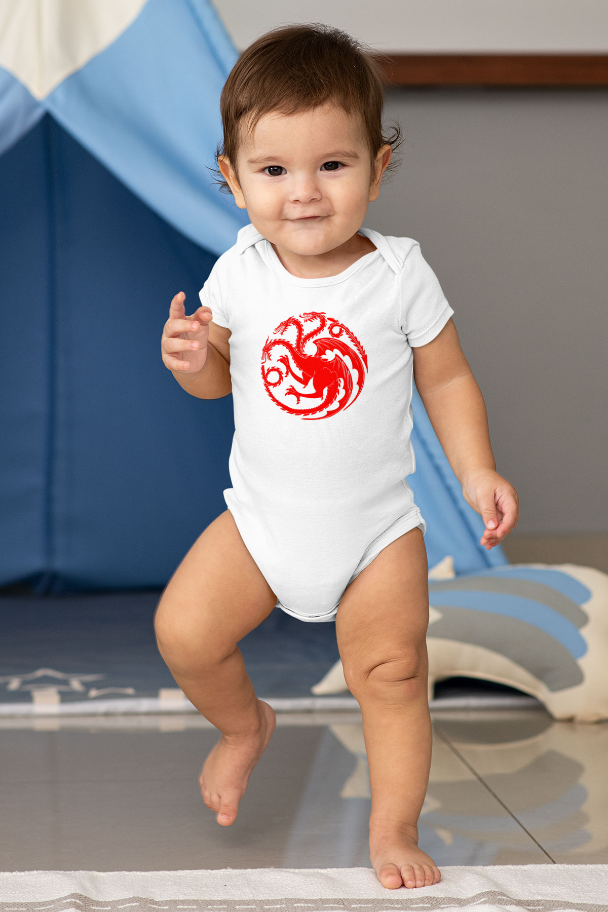 Game of Thrones Baskılı Beyaz Unisex Bebek Body - Zıbın