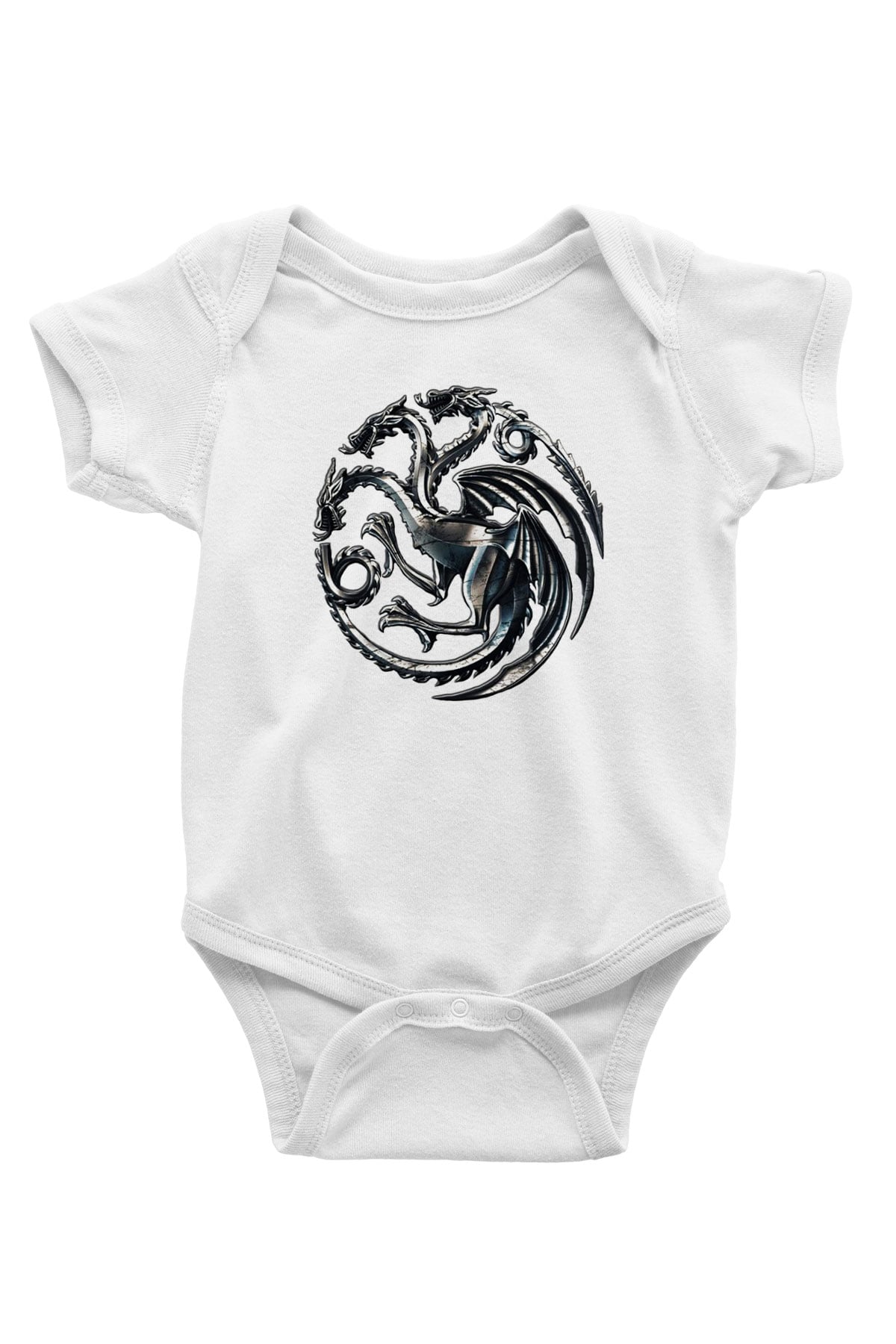Game of Thrones Baskılı Beyaz Unisex Bebek Body - Zıbın