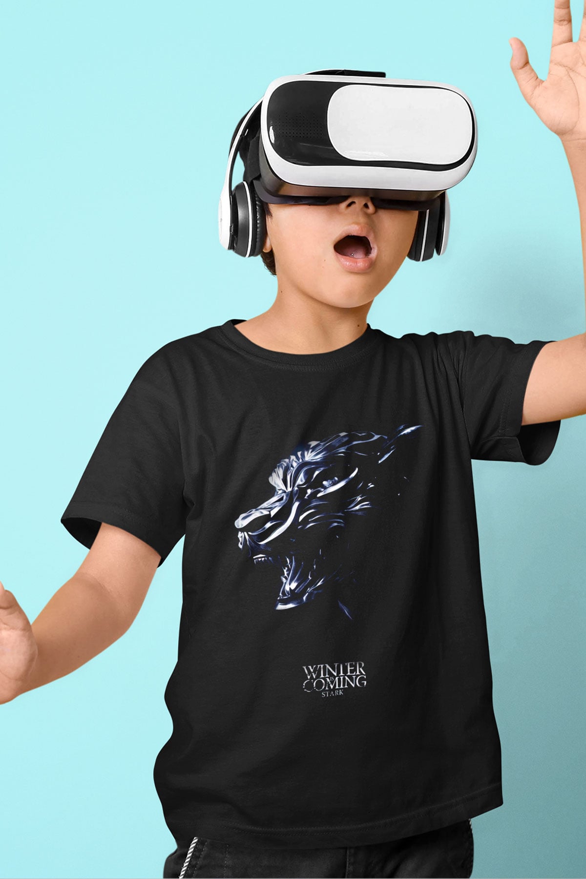 Game of Thrones Baskılı Siyah Unisex Çocuk Tişört