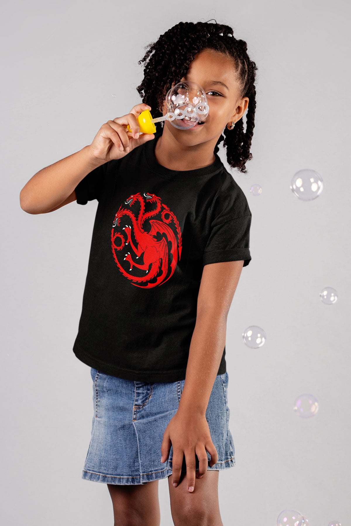Game of Thrones Baskılı Siyah Unisex Çocuk Tişört