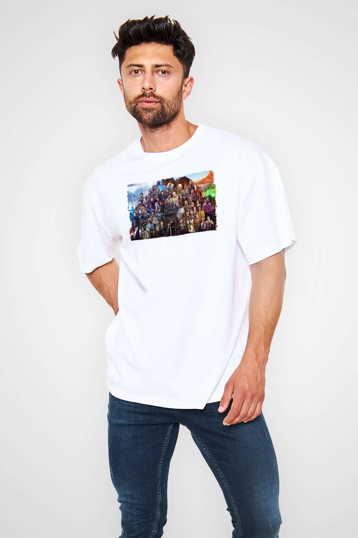 Game of Thrones Beyaz Oversize Tişört Oversize T-shirt