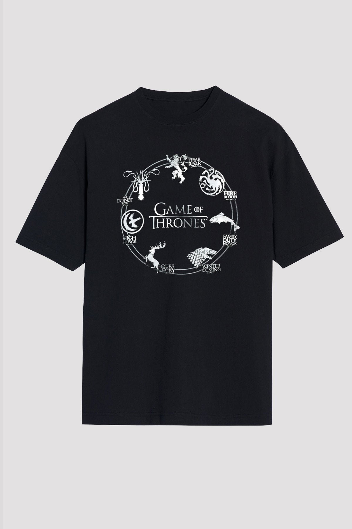Game of Thrones Siyah Unisex Oversize Tişört T-Shirt