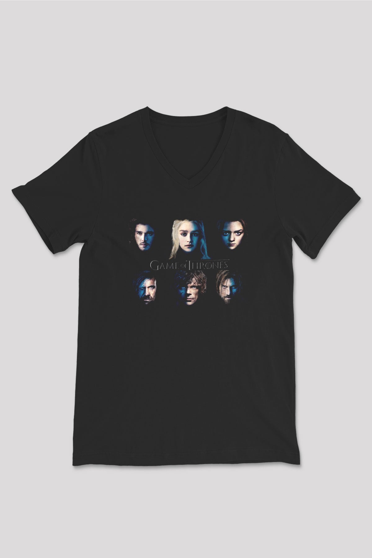 Game of Thrones Siyah Unisex V Yaka Tişört
