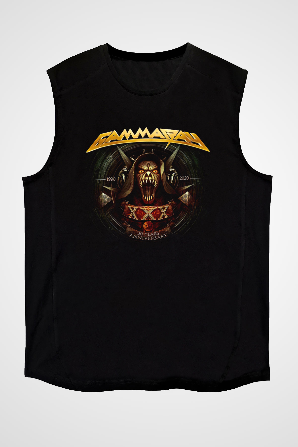 Gammaray Baskılı Unisex Siyah Kolsuz Tişört - Tshirt