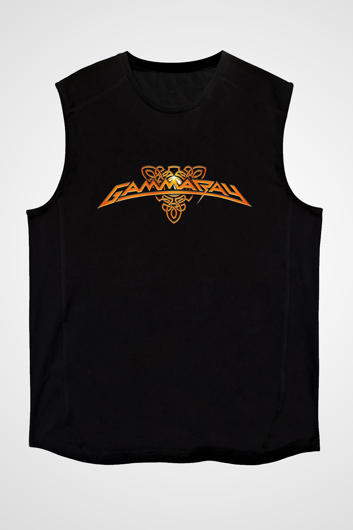 Gammaray Baskılı Unisex Siyah Kolsuz Tişört - Tshirt