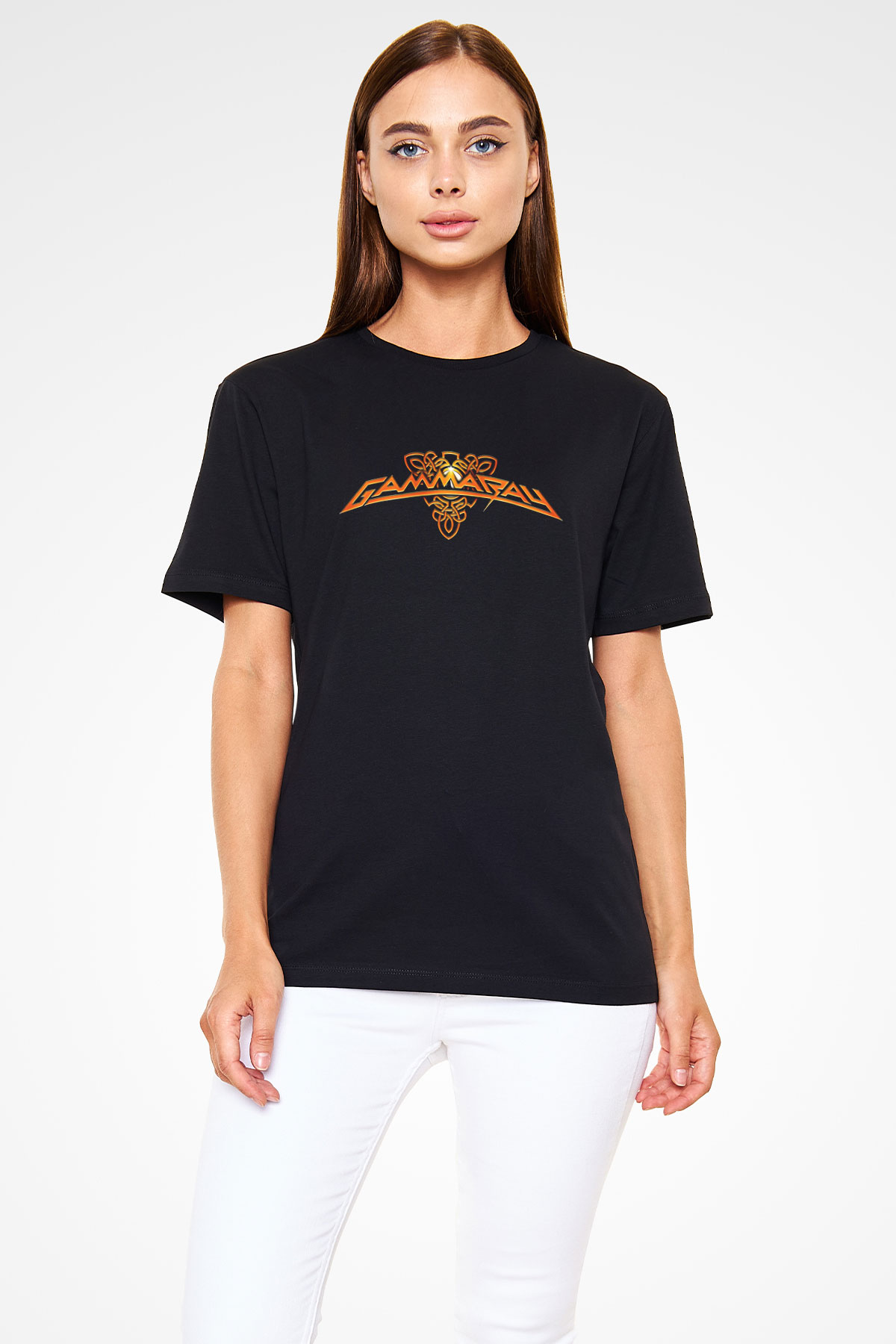 Gammaray Baskılı Unisex Siyah Tişört - Tshirt