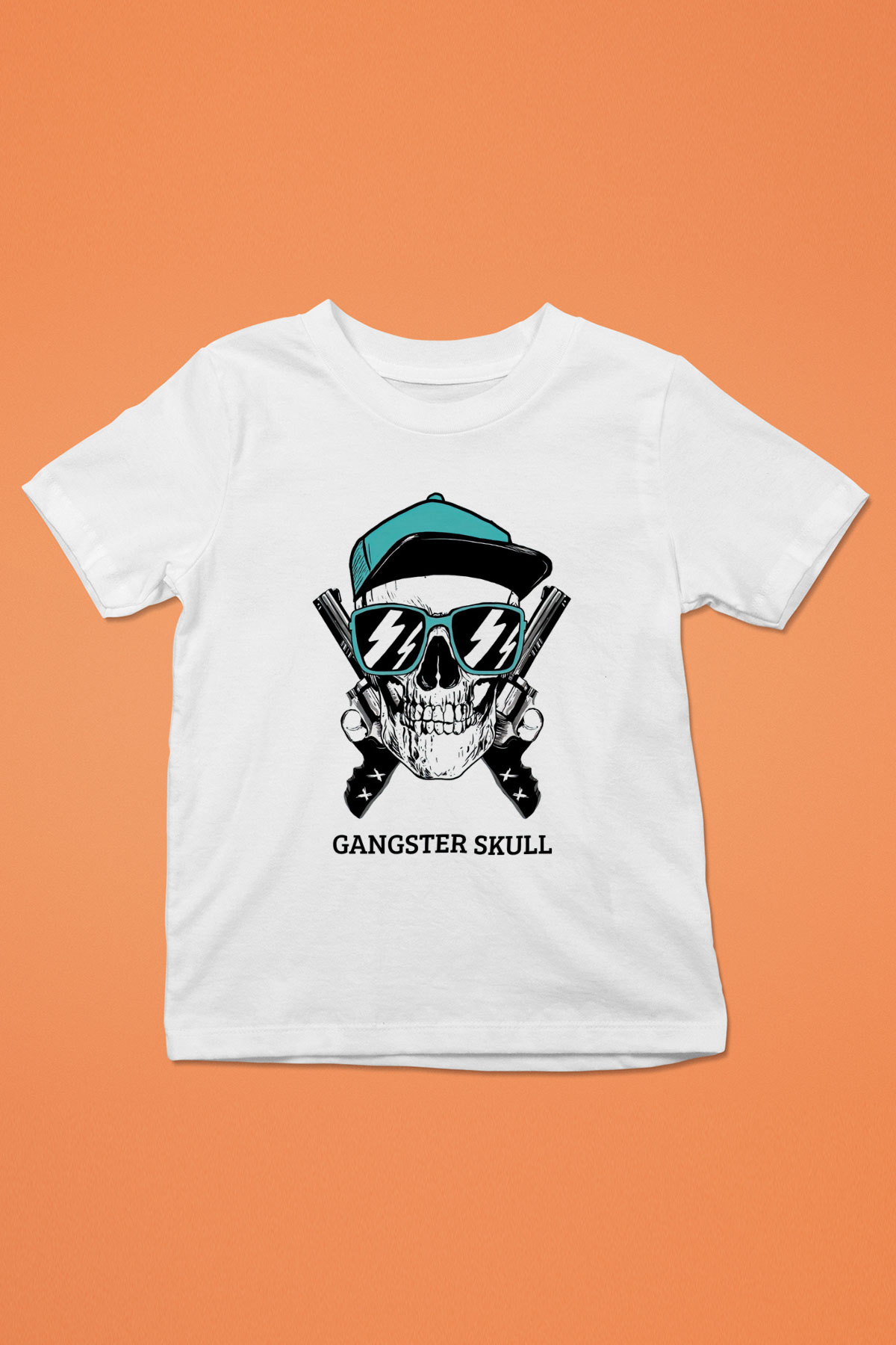 Gangster Kuru Kafa Baskılı Unisex Beyaz  Çocuk Tişört