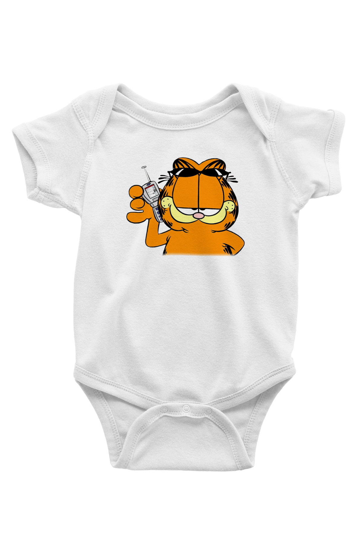 Garfield Baskılı Beyaz Unisex Bebek Body - Zıbın
