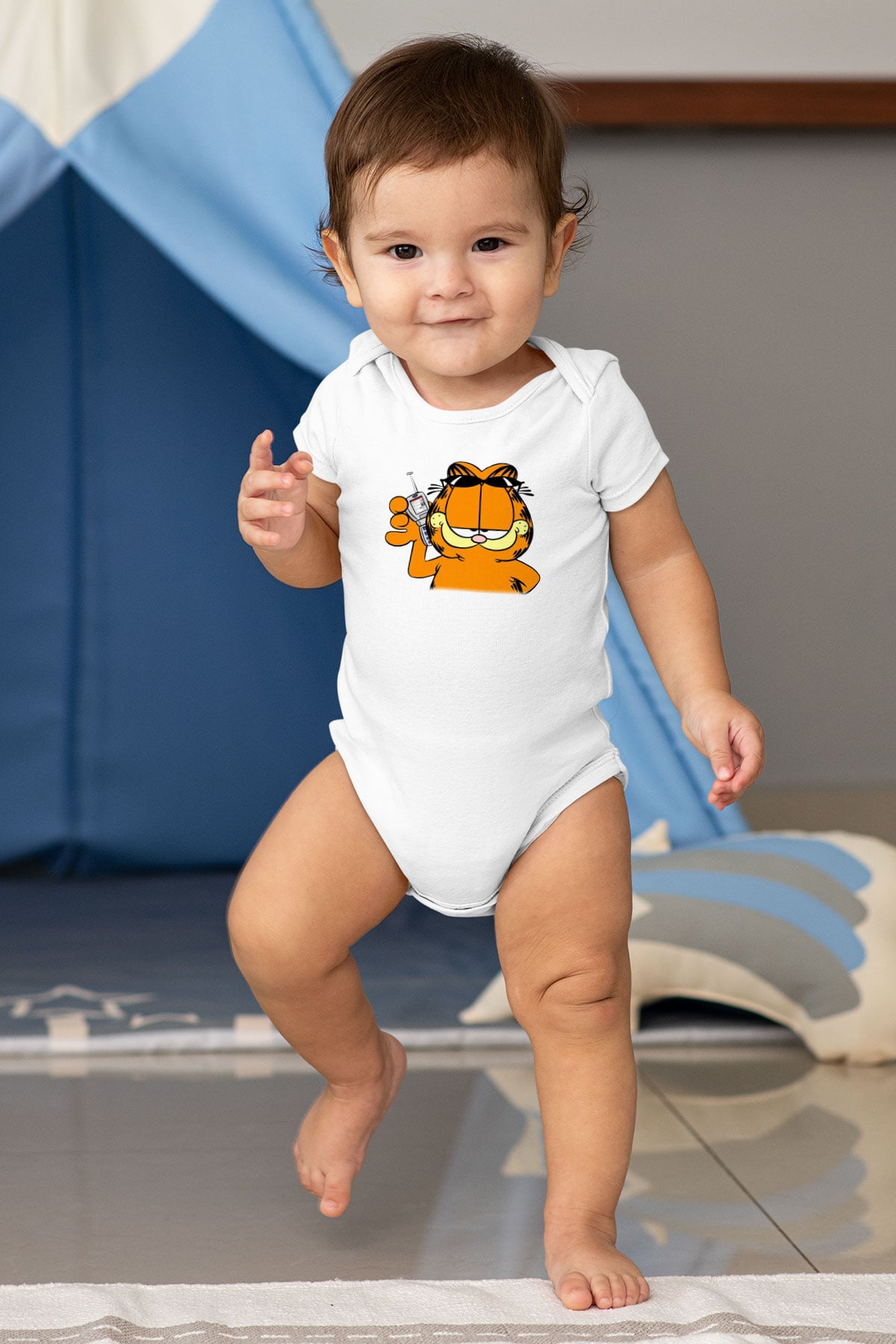Garfield Baskılı Beyaz Unisex Bebek Body - Zıbın