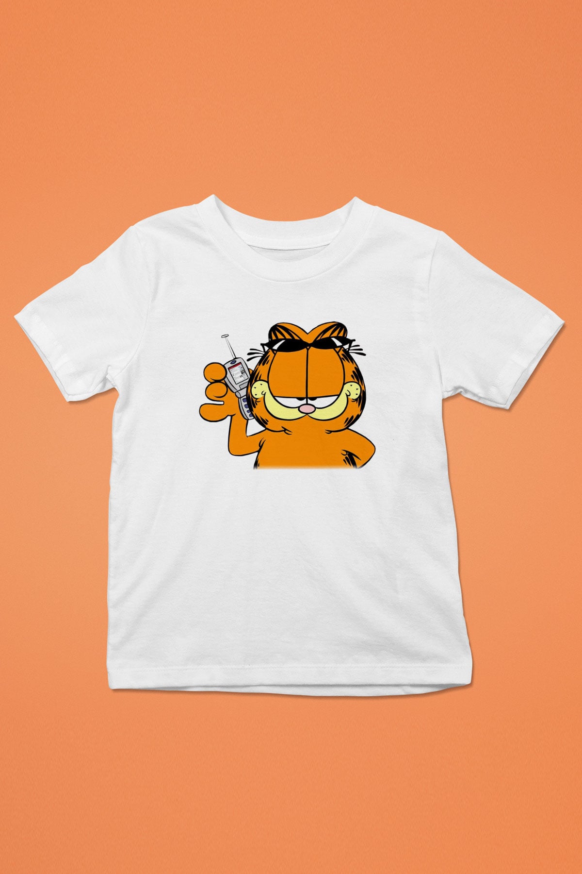 Garfield Baskılı Beyaz Unisex Çocuk Tişört