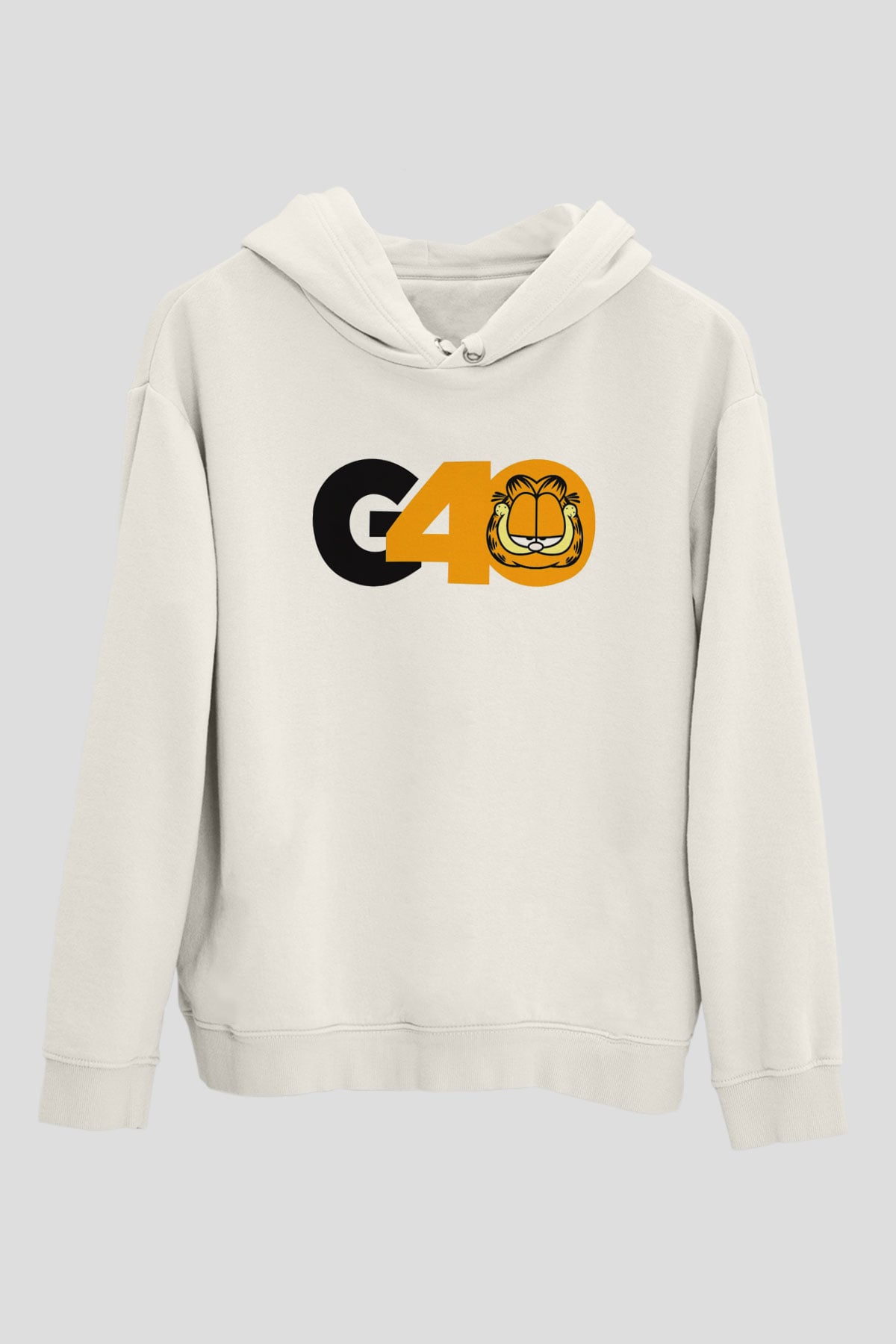 Garfield Beyaz Unisex Kapşonlu Sweatshirt