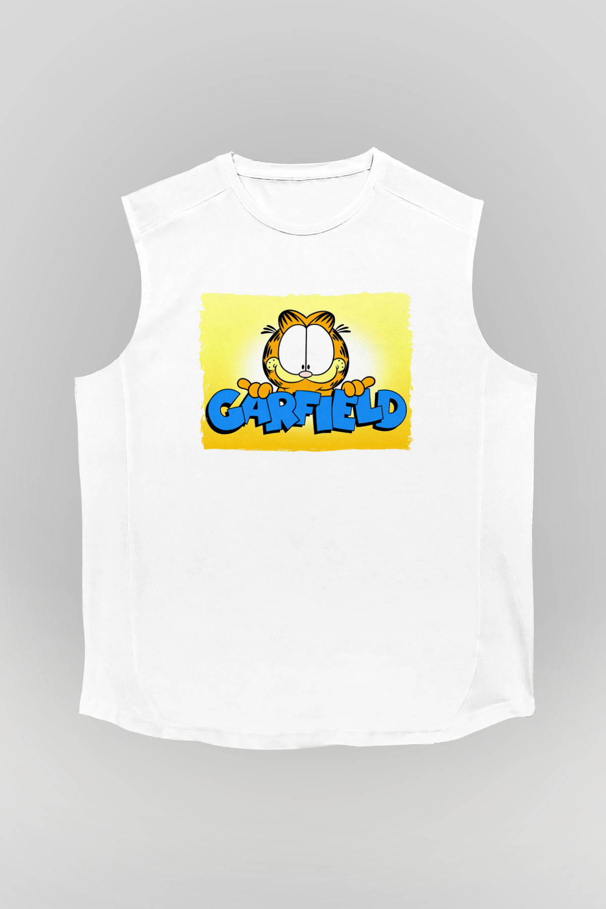 Garfield Beyaz Unisex  Kolsuz Tişört