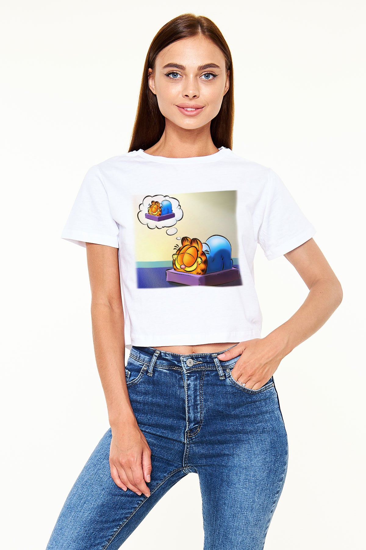 Garfield Beyaz Unisex Oversize Tişört