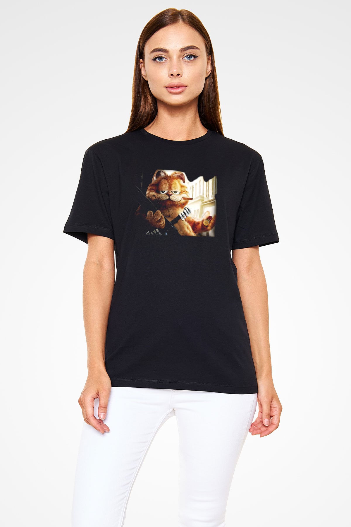 Garfield Siyah Unisex Tişört
