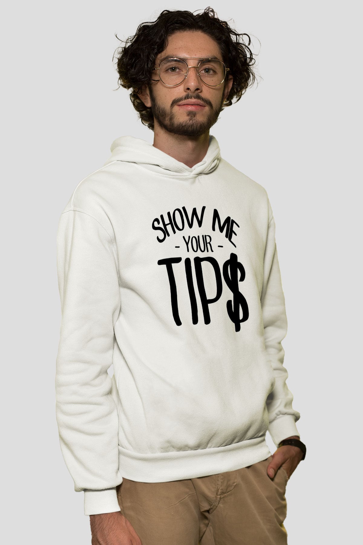 Garson Beyaz Unisex Kapüşonlu Sweatshirt